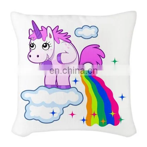 OEM Custom LOGO Colorful Cartoon Rainbow Unicorn Home Decor New Design Pillow Case Car Seat Cushion Cover