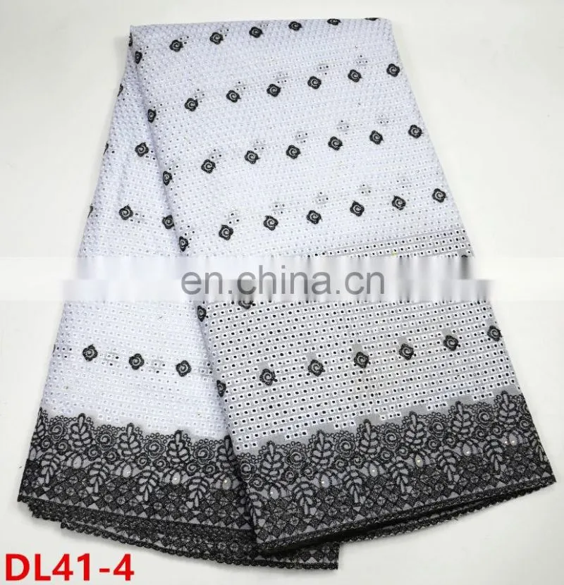 100% Cotton Fabric Purple Nigerian Dry Lace With Stones For Women