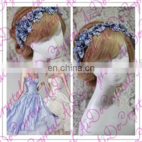 Aidocrystal fashion rhinestone garland headpiece,bridal lace wedding party fascinators for ladies