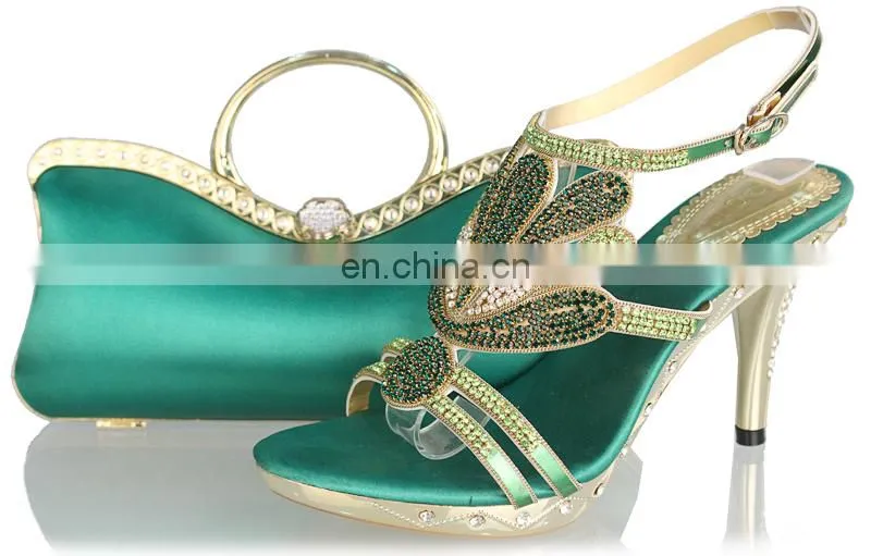 Hot selling green heels bridal shoes