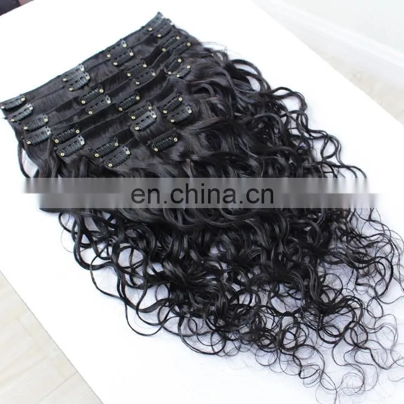 Raw indian curly hair clip in hair extensions for african american