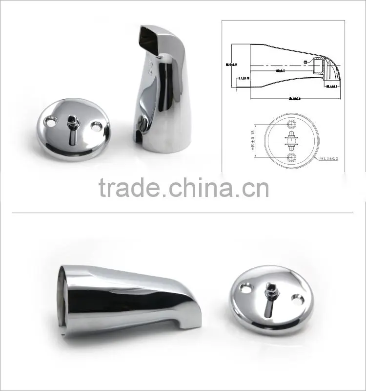 Adjustable zinc wall mount bath spout in chrome plated