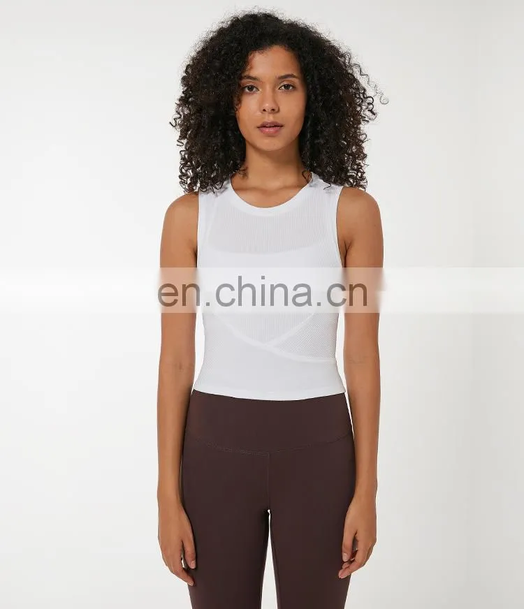 OEM & ODM Supplier Custom Logo Ribbed Fashion Gym Wear Sleeveless Yoga Crop Tank Top