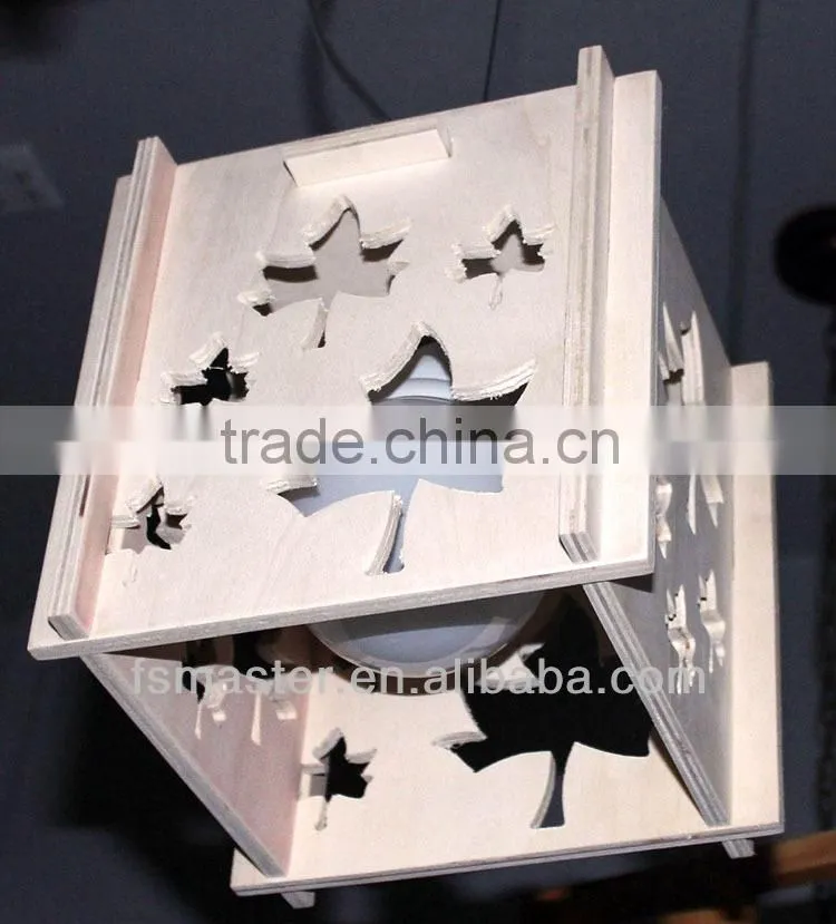 2013new design wooden nature color warm color cube shape pendant light for restaurant