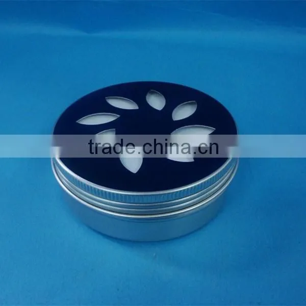 snap-on cap aluminum jar with cutout aluminum cap