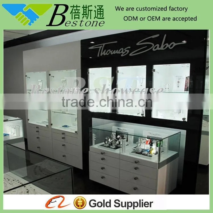 Fashion wall cabinet designs for jewelry store furniture