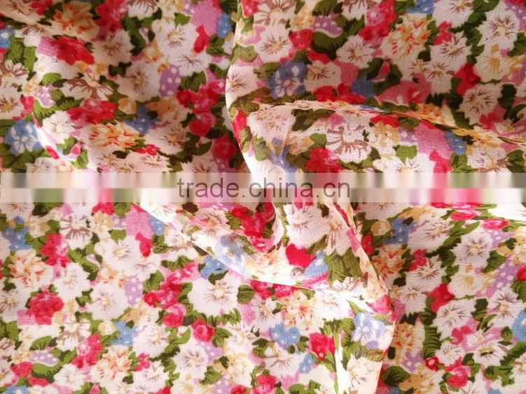 chiffon fabric print flower design for woman garment