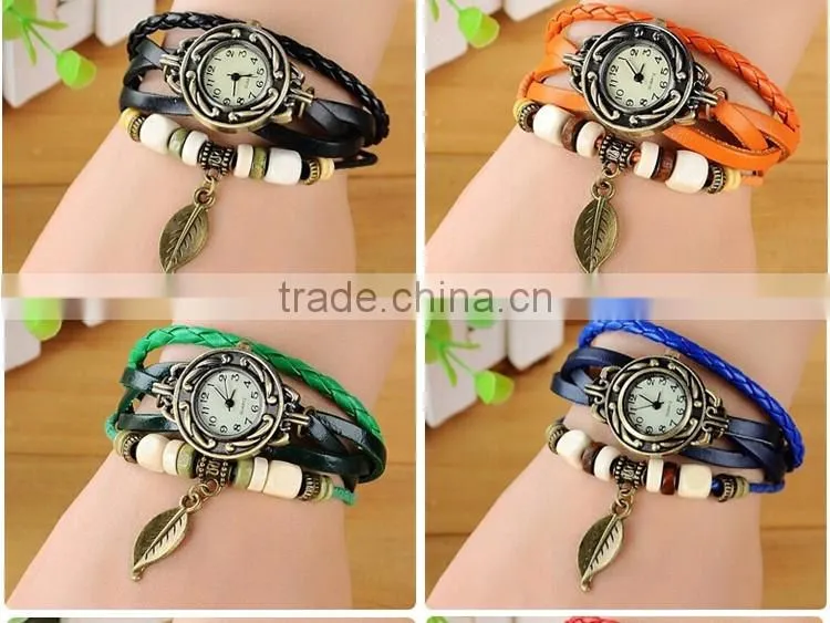 Cheap Leather Strap Quartz Watch Vintage Lady Wrist Watch Women