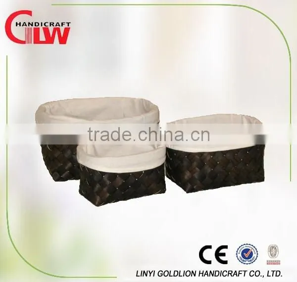Set of 3 rectangular wood chip woven bins