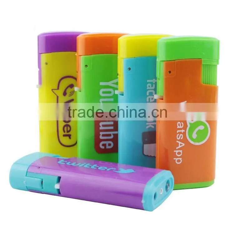 Custom printing electronic windproof cigarette lighter with LED torch