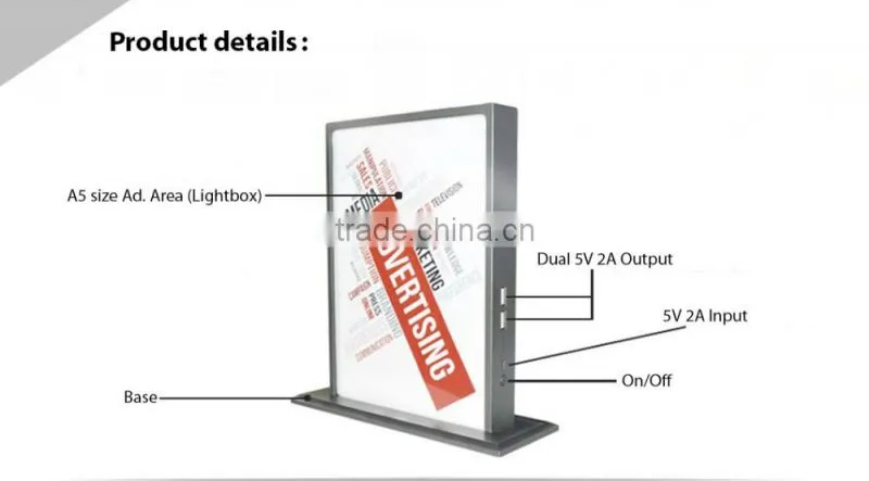 Factory OEM ODM Table power bank with dual usb charger for mobile as good menu power bank