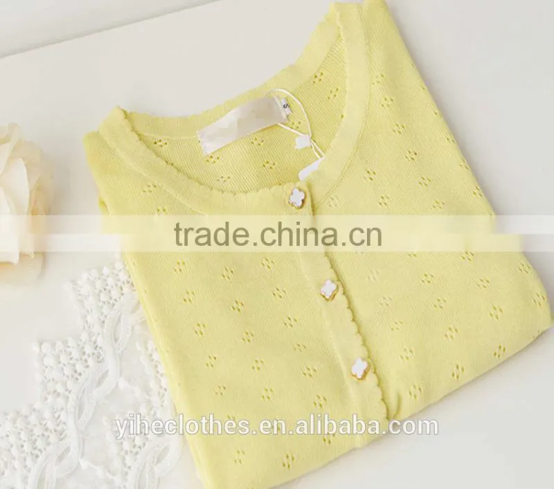 Sweet hollowed knitted sweater cardigan for lady's wear