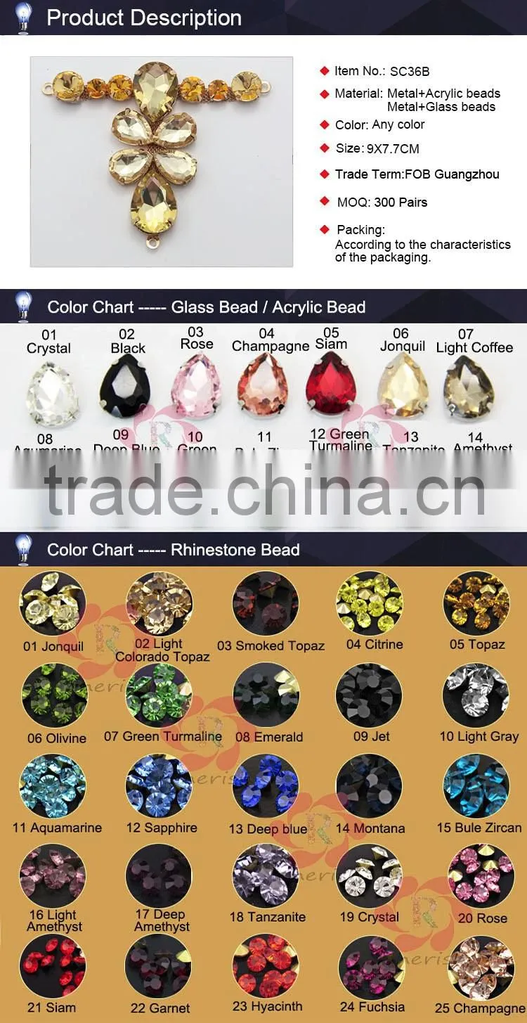 2016 new arrival yellow crystal tan color shoe trim/shoe ornament/sandal accessory