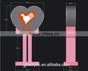 Heart acrylic box for fund donation,love donation activities