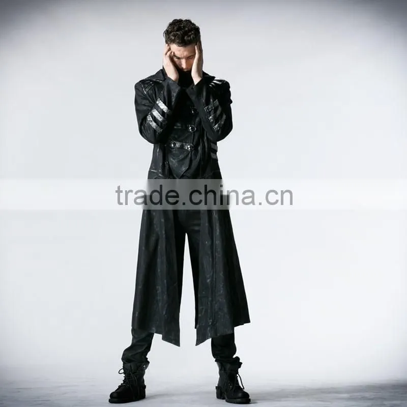 Y-364 Top Sale stylish black men Gothic long winter coat