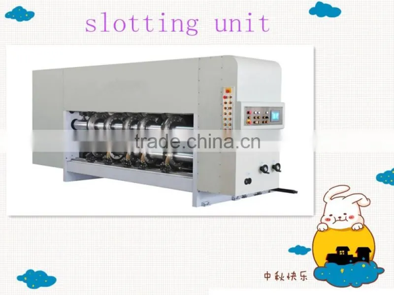 Fully automatic high speed flexo printing machine with slotting and rotary die-cutting