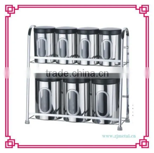 stainless steel 7pcs canister with 2floor rack