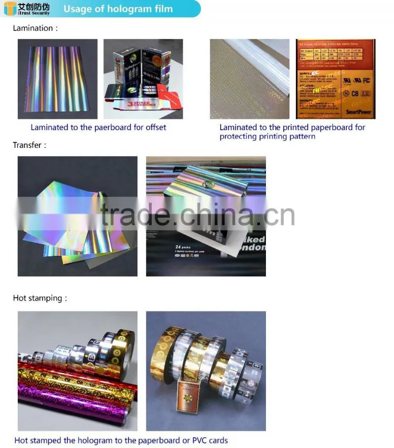 Chinese self adhesive transparent bopp holographic film roll