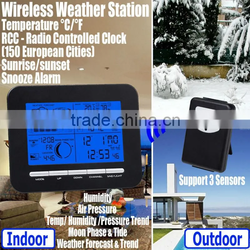 RCC DCF Wireless In/Outdoor Thermometer Humidity Air Pressure Weather Station