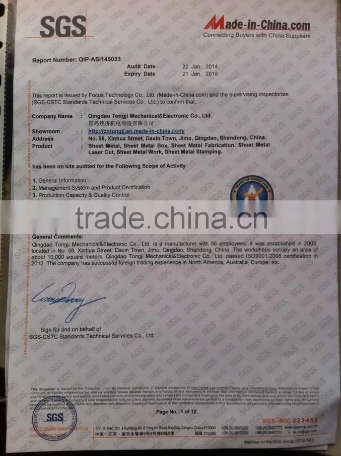 Sheet Metal Fabrication/Stamping Metal Process