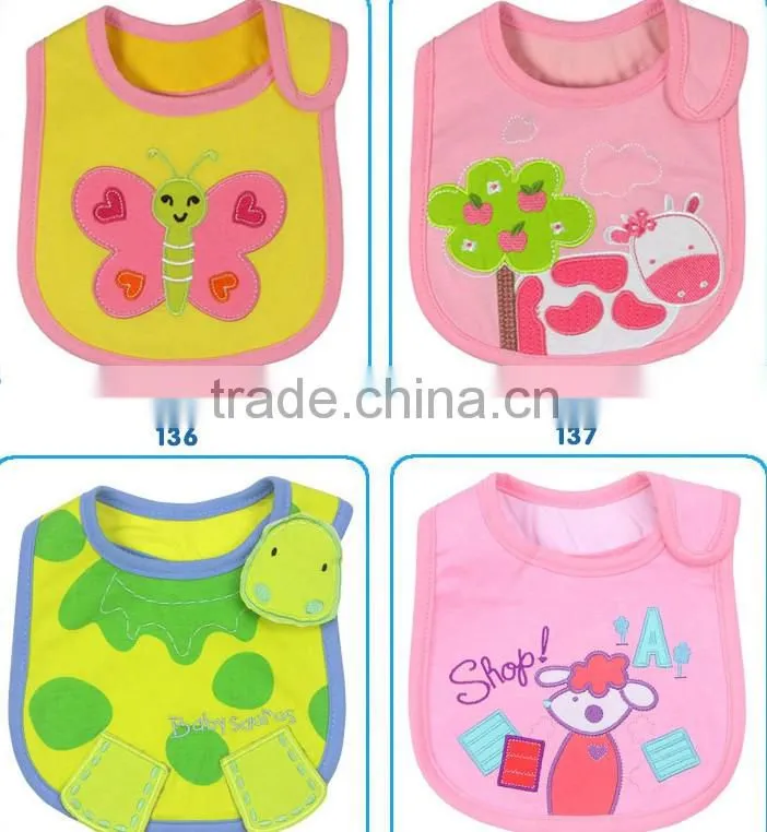 2015 Hot Sale Multi styles Cartoon cotton Baby Bibs wholesale