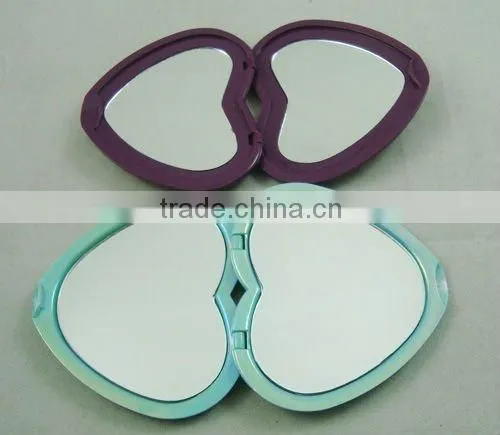 Travel taking heart shape compact mirror/cosmetic mirror/make up mirror/pocket mirror/vanity mirror