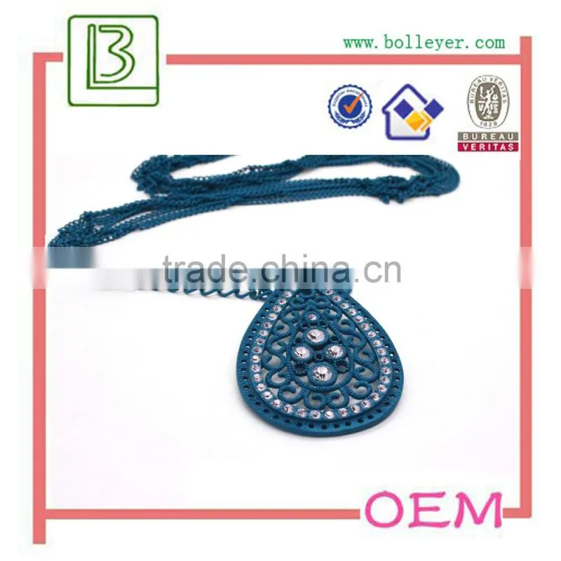 Retro Bohemian Necklace With Diamonds Teardrop-shaped Necklace For Female