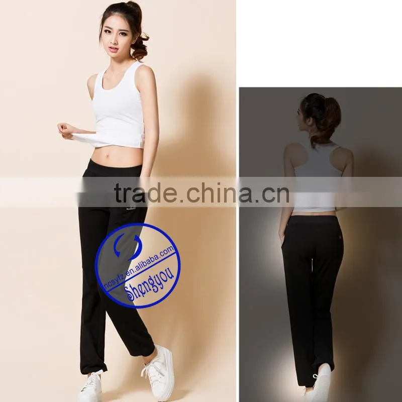 wholesale women cotton modal black yoga pants with pocket