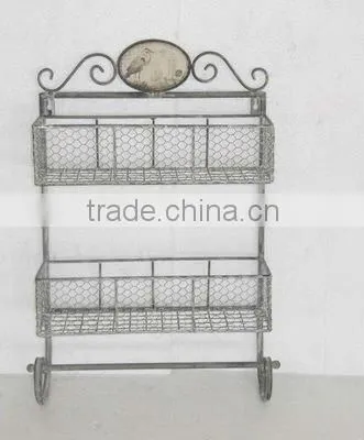 110677DA-T Home deco metal two layer wall storage shelf