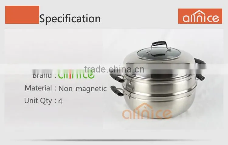 Allnice Steamer Cookware with Insert #SS201 Heavy Gauge Stainless Steel 5 Qt Silver