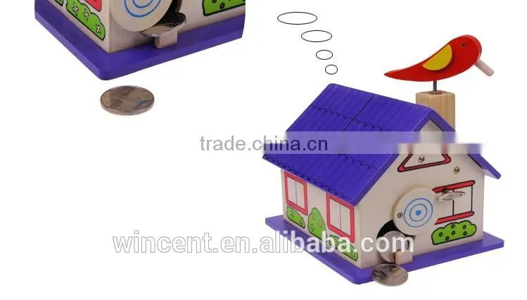 Multifunction DIY Painting Wooden Music Box & Piggy Bank Toy