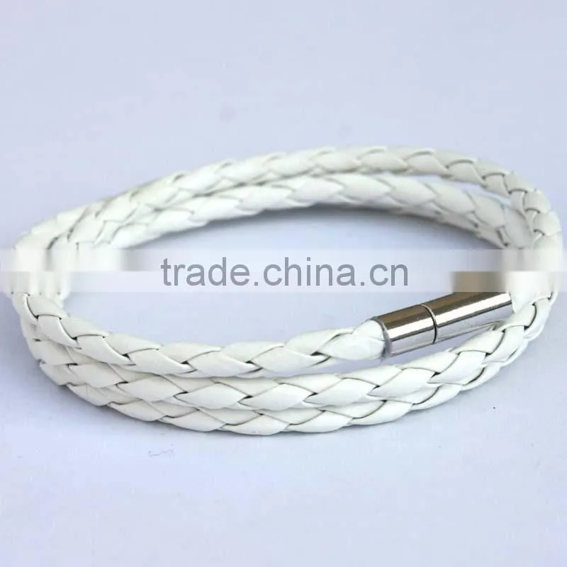 NEW Fashion Handmade Leather Wrap Wristband Cuff Punk Magnetic Buckle Bracelet