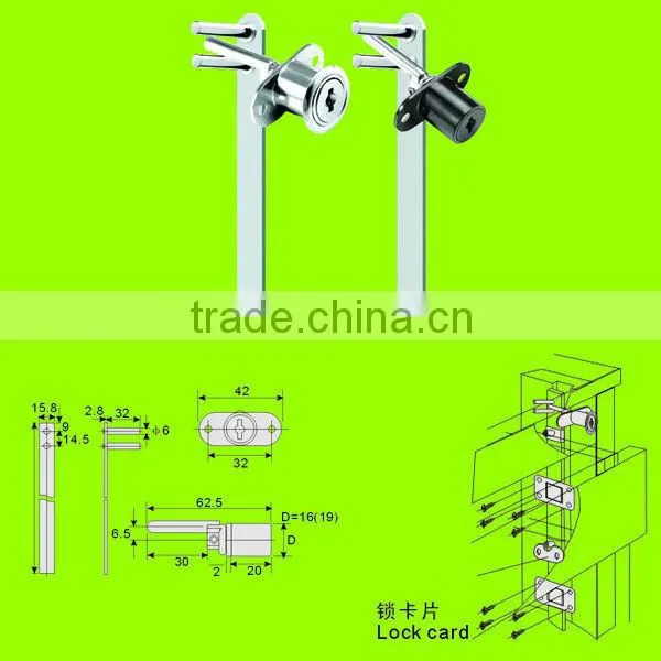 hot sale high quality 288 full suspension bar lock drawer lock (DL288)