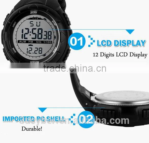 Unisex 50M Waterproof Digital LCD Alarm Date Military Sport Analog Watch 2014