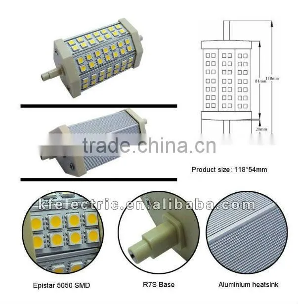 Kingfine r7s LED 118mm 120v Dimmable Warm White 10w ---Double Ended Halogen J Type Bulb Replacement