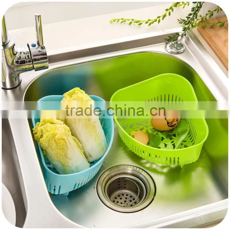 2015 colorful safe PP plastic drain basket rack collapsible colander strainer food rice fruit storage