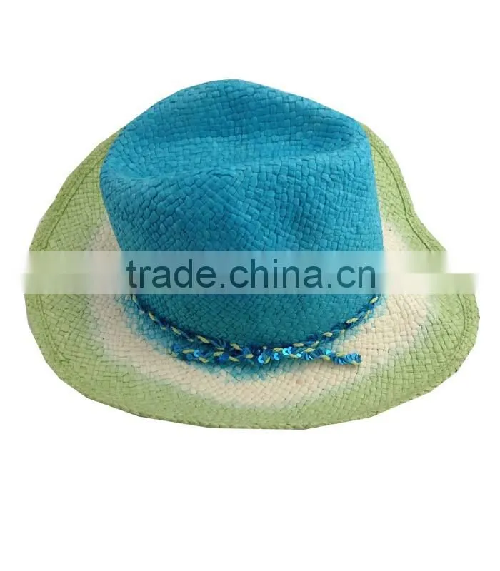 WLPROHAT06-03 100% PAPER STRAW FEDORA COWBOY HAT, COLOR SHADE HAT, CHILD HAT