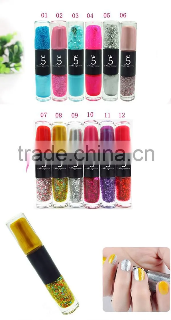 Two color nail polish pen design into one pcs set,2016 fashion oem nail polish
