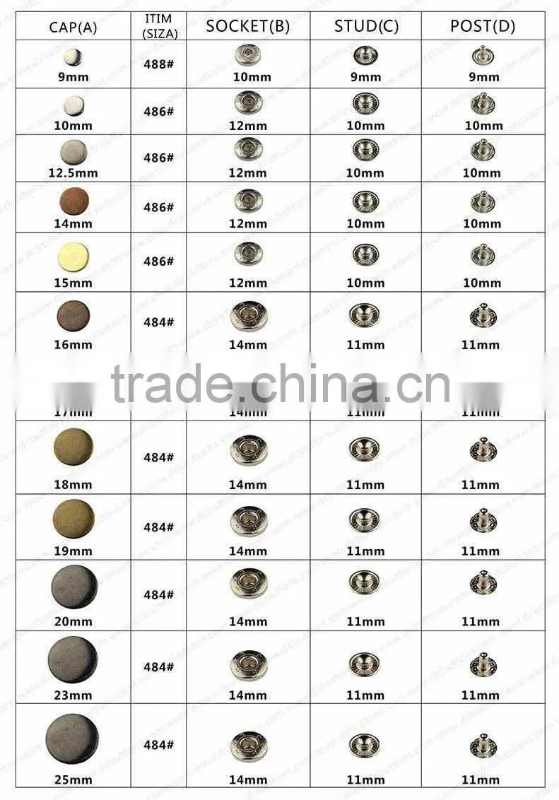 Metal Anti Silver Color Button Four Part Press Button for Jacket and Coat