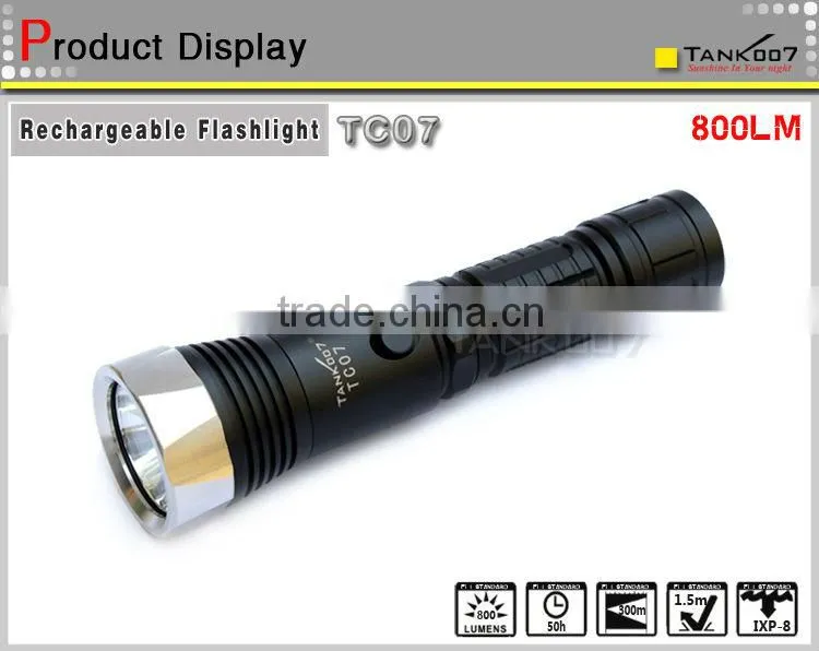 TANK007 most powerful led rechargeable flashlight high power red led flashlight camping torch light