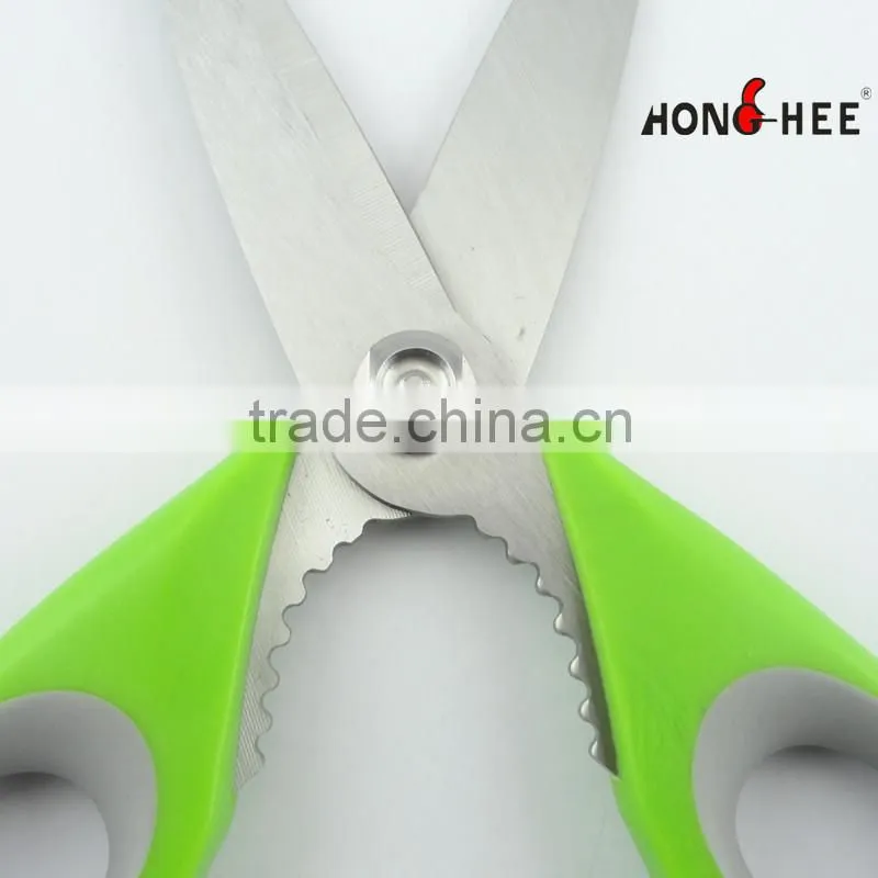 Stainless steel double injection handle kitchen scissors