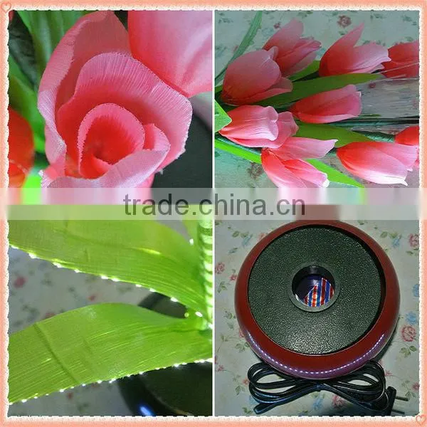 Plastic Flower with Fiber Optic Lights / Chinese Pink Tulip with Lights