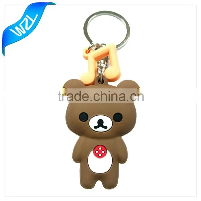 3D PVC rubber keychains with metal rings