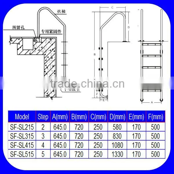 SL swimming pool ladder, pool slide ladder