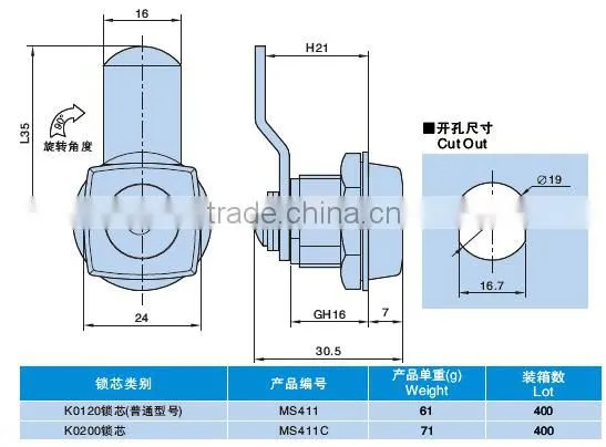 quick mount cam lock MS411