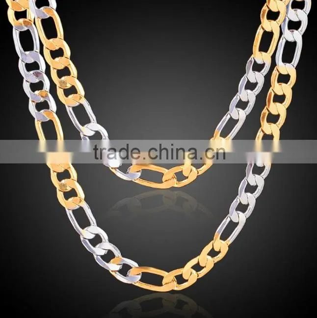 ATHENAA Two Tone Gold Plated Figaro Copper Bike Chain Bracelets