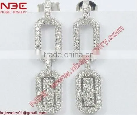 Costume 925 silver hoop earrings,black and white stone silve hoop earrings jewelry