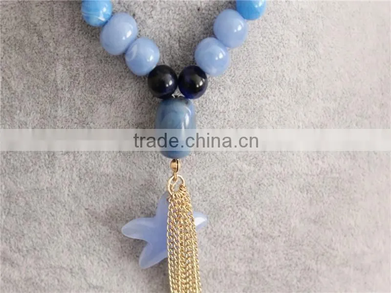 Factory direct Bead Acrylic Necklace Fashion Blue Color Acrylic statement Necklace