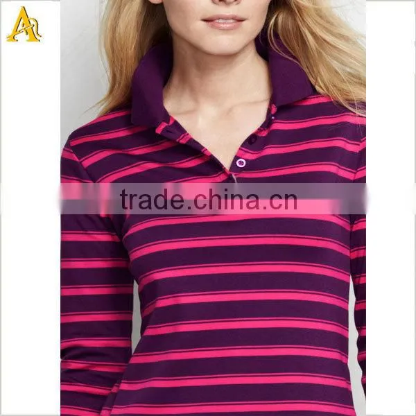 Yarn dyed custom polo shirt design for women