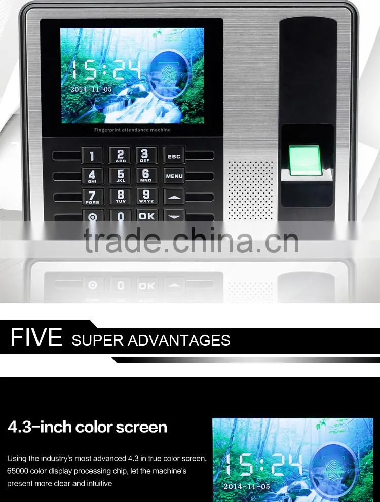 OC007 4.3 inch Free Software Face Recognition Time Attendance System